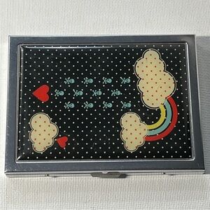 Disney Loungefly 3 In x 4 In Stainless Metal Case Clouds Rainbow Hinged Opening